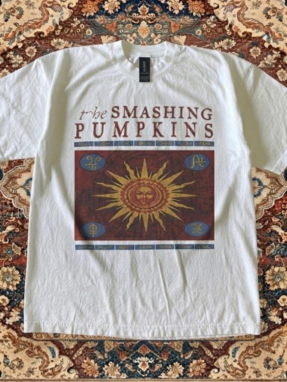 Gildan White Smashing Pumpkins Sun Graphic Tee